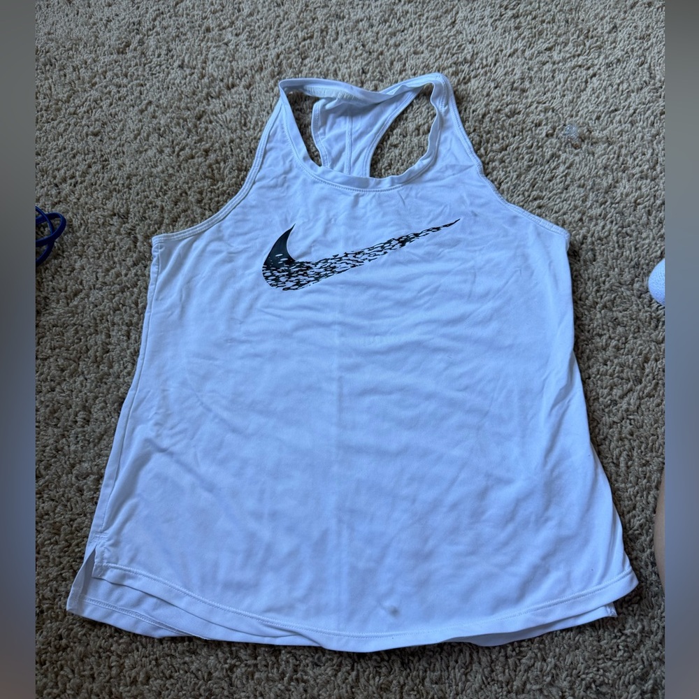 Nike Women's White Tank Top with Black Logo
